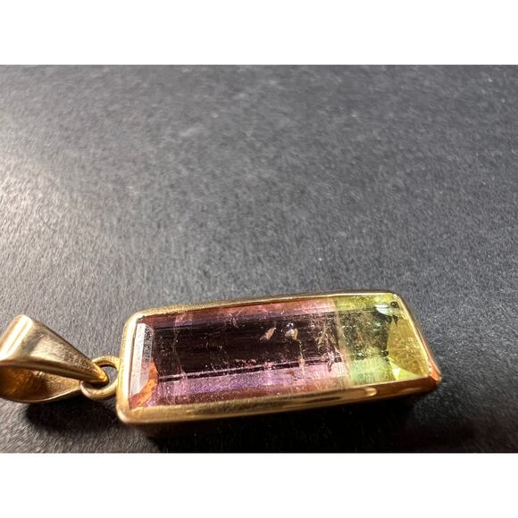 Vintage 14k gold watermelon tourmaline pendant - Picture 13 of 14